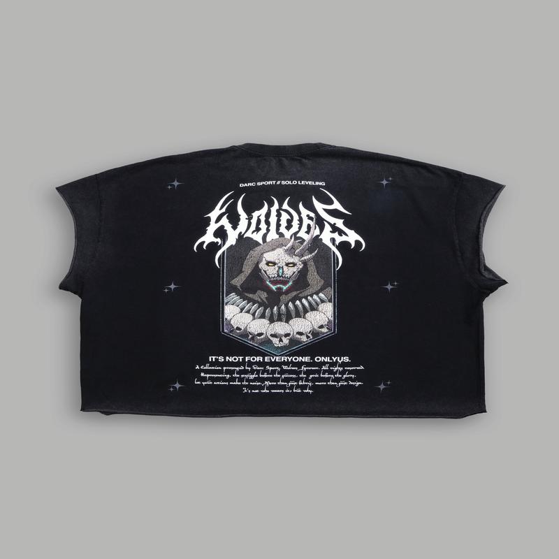 Shadow Shaman Grunge Cut-Off Tee in Black