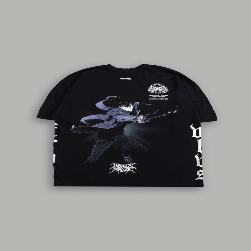 Sung Jinwoo "Side By Side" Series Premium Oversized Tee in Black