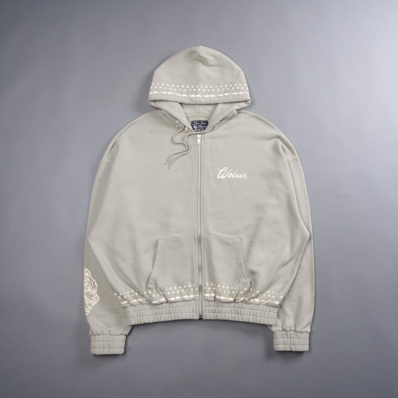 Western Wolves "Vintage Chambers" Zip Hoodie in Cactus Gray