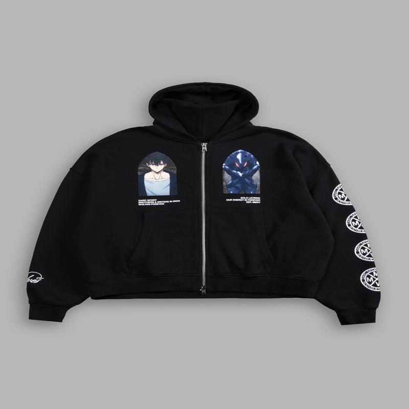 Arise Vex Double Zip Hoodie in Black