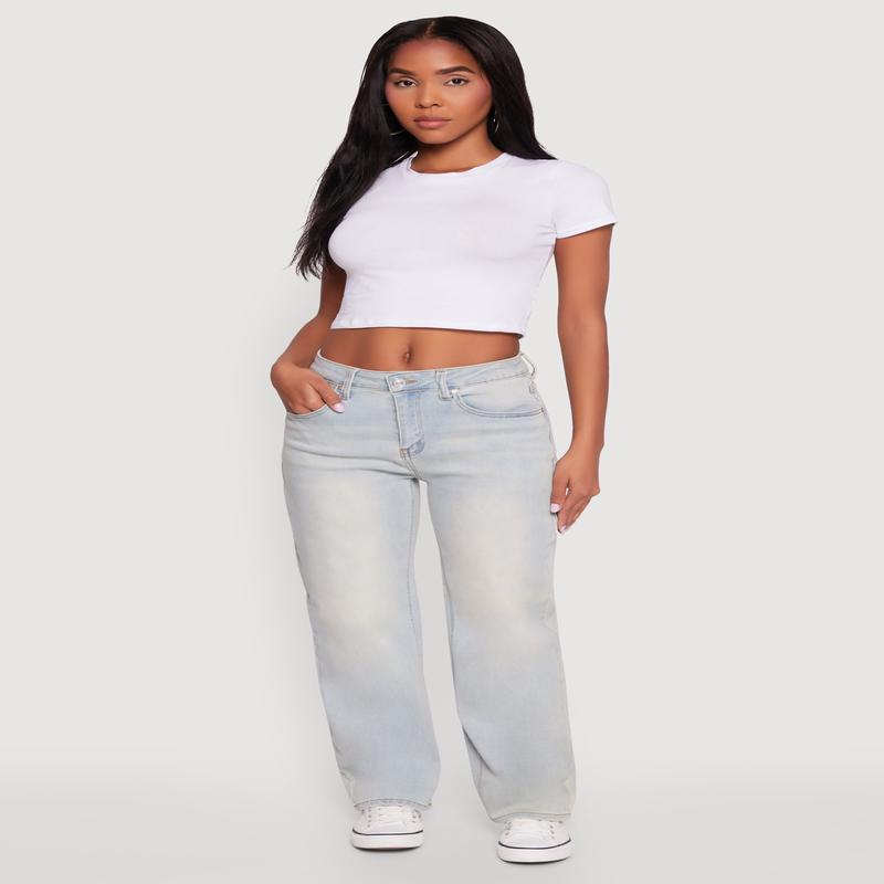 WAX Vintage Wash Straight Leg Jeans