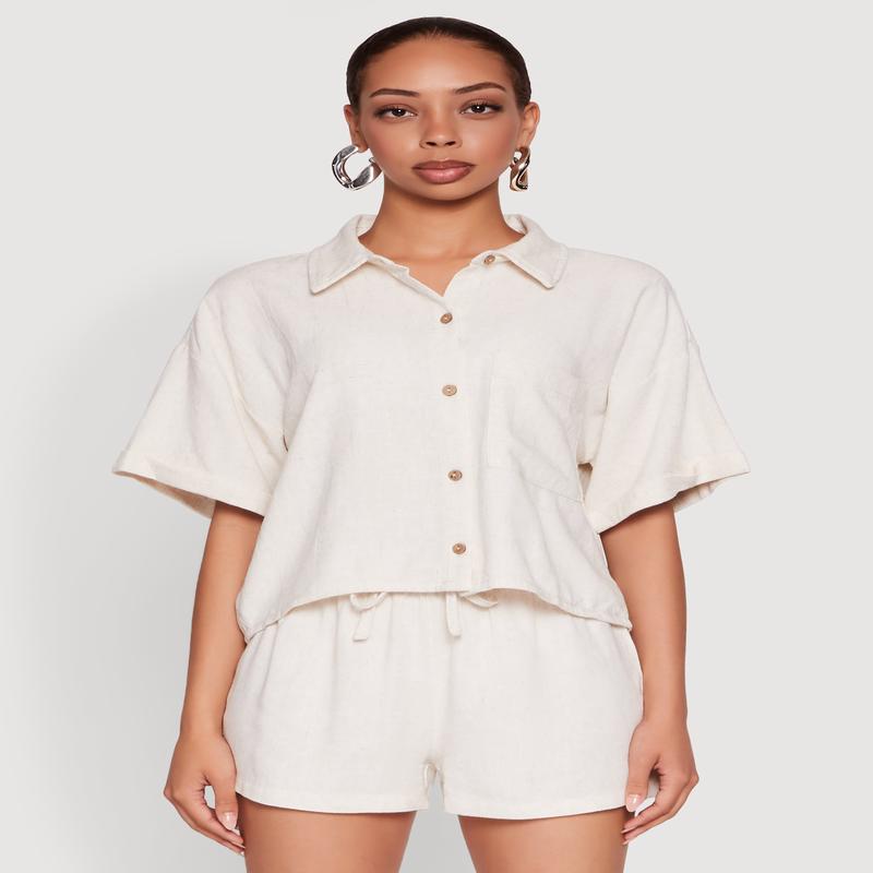 Iris Linen Boxy Button Front Shirt