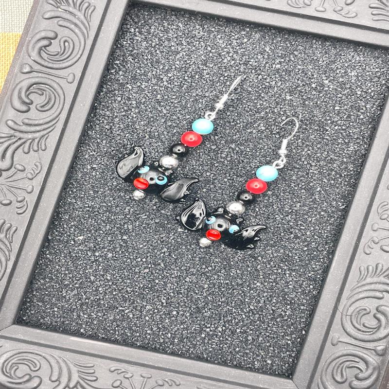 Salem Glass Bead Bat Earrings