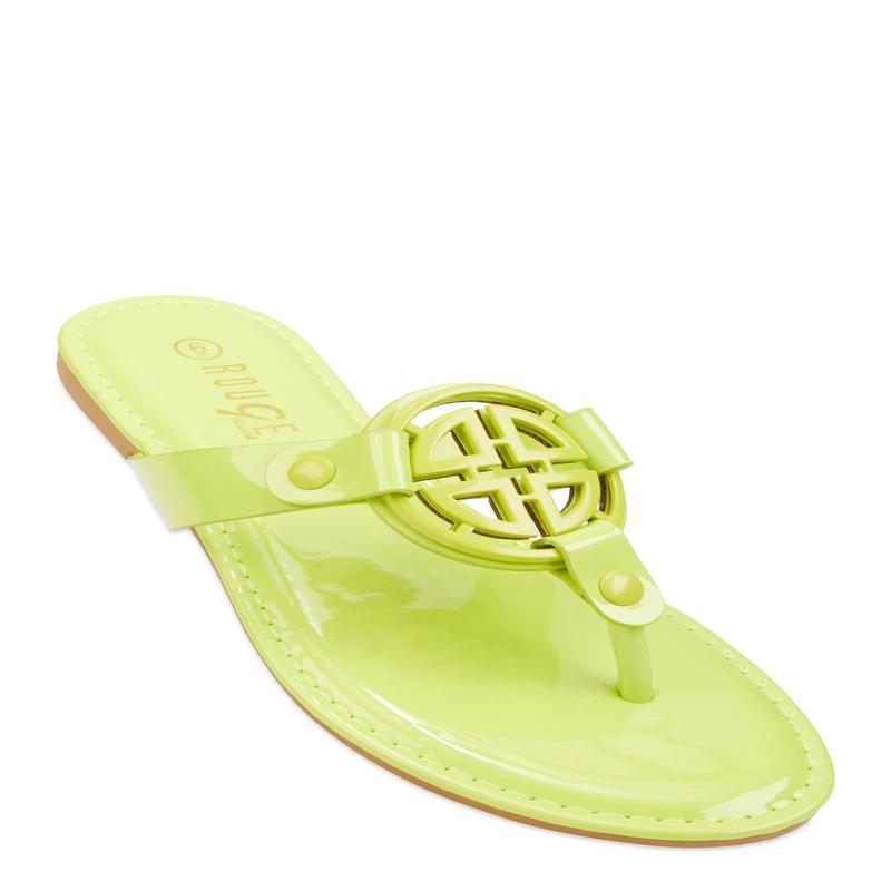 Geometric Pendant Thong Slide Sandals