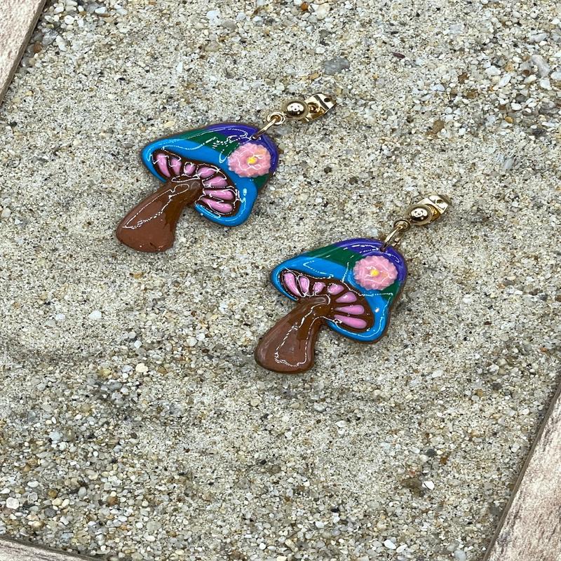Groovy Mushrooms with Flowers Earrings