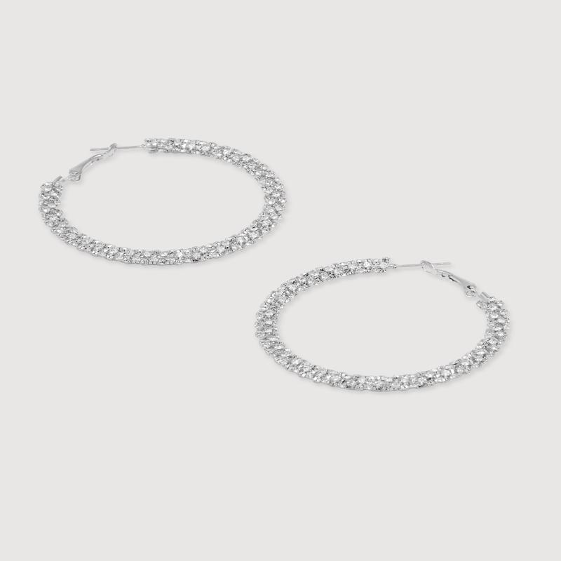 Rhinestone Encrusted Hoop Earrings