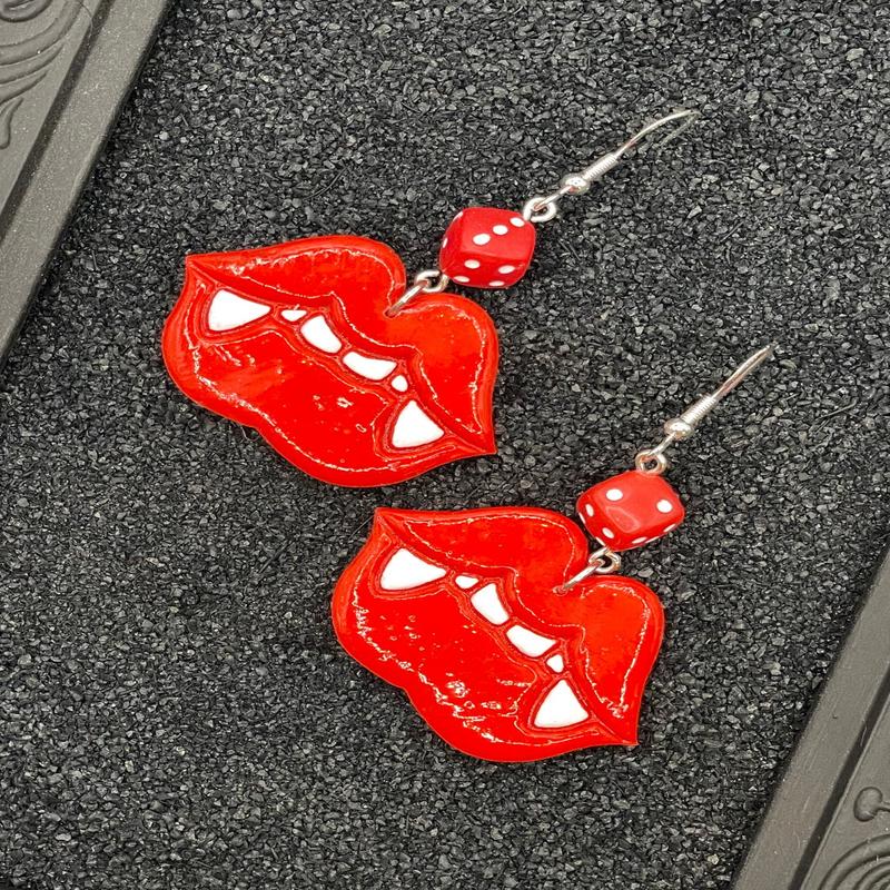 Tattoo Love Vampire Lips Earrings