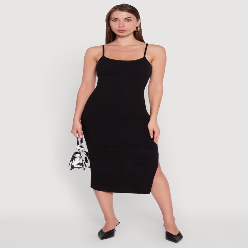 Trendy Scoop Neck Solid Cami Dress