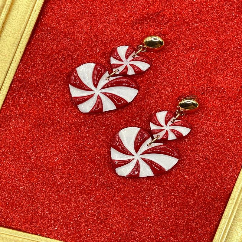 Candy Cane Heart Earrings