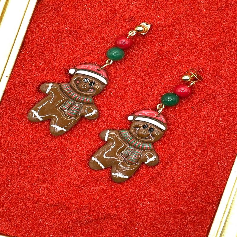 Santa Hat Gingerbread Earrings