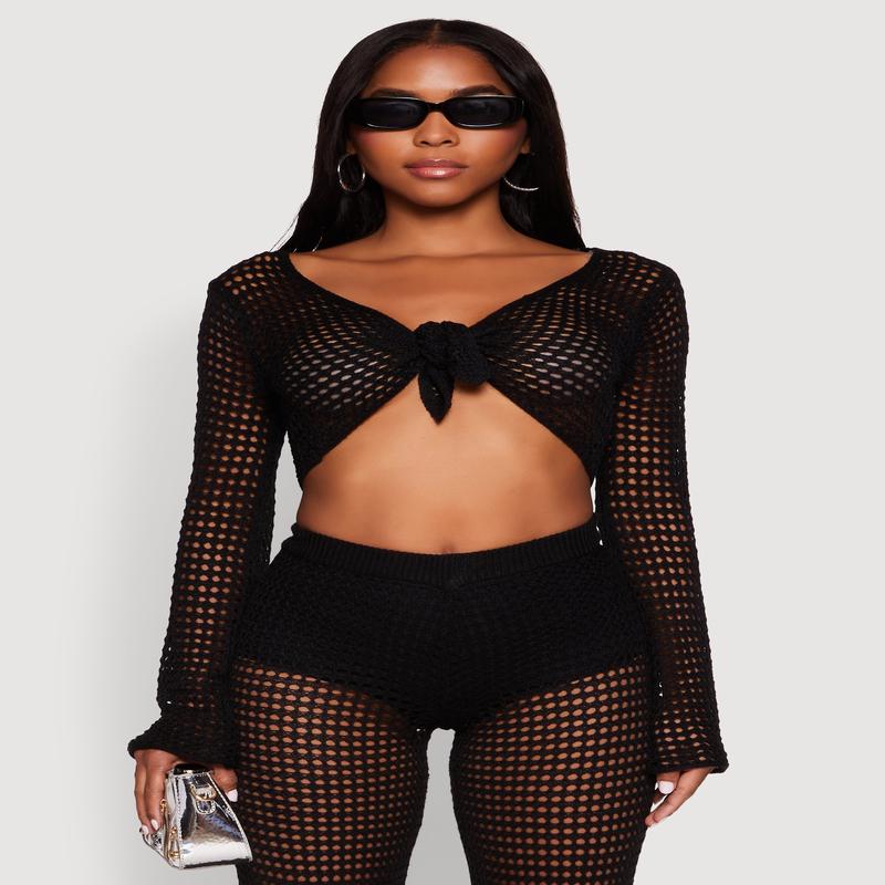 Crochet Tie Front Crop Top