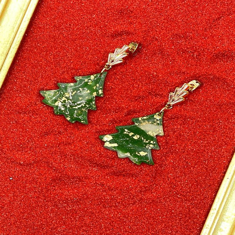 Little Gold Sparkly Tree Earrings