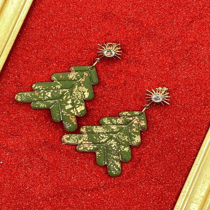 Rhinestone Shimmer Tree Earrings