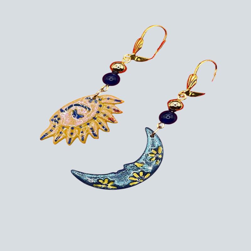 Sparkly Sun & Moon Earrings