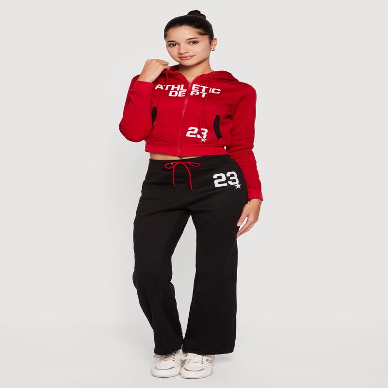23 Graphic Drawstring Waist Flare Leg Sweatpants