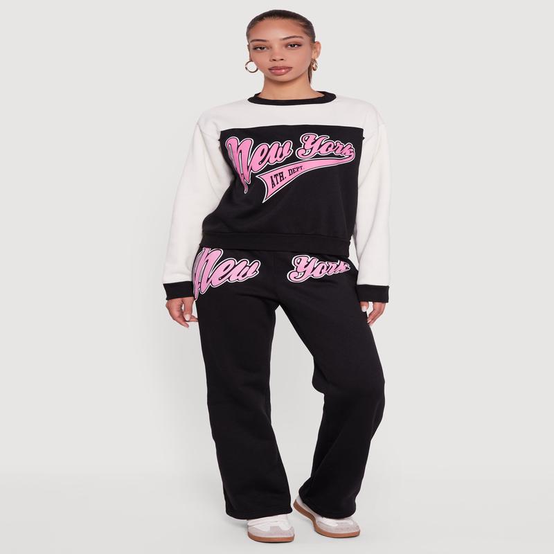 New York Graphic Flare Leg Sweatpants