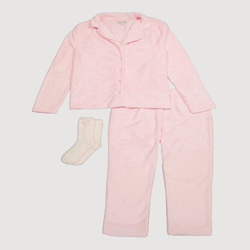 Plush Heart Patterned Pajama Gift Set