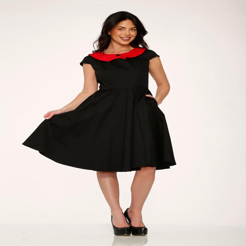 Black & Red Collar Swing Dress