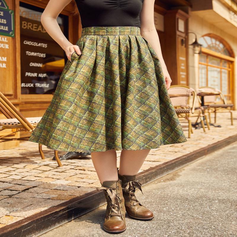 Green Plaid Doris Skirt