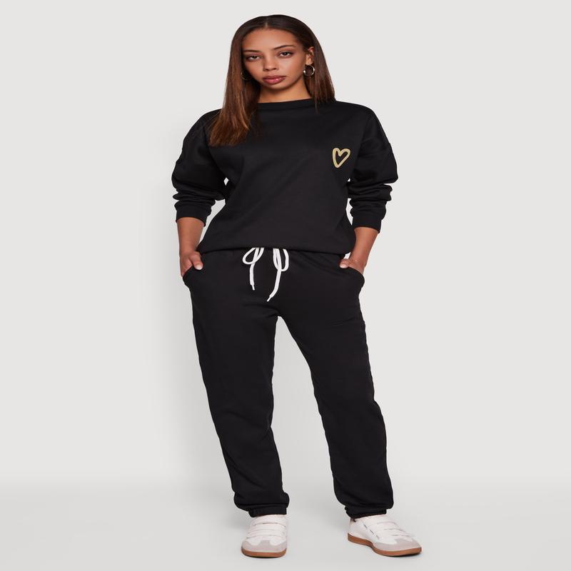 Mid Rise Drawstring Fleece Sweatpants