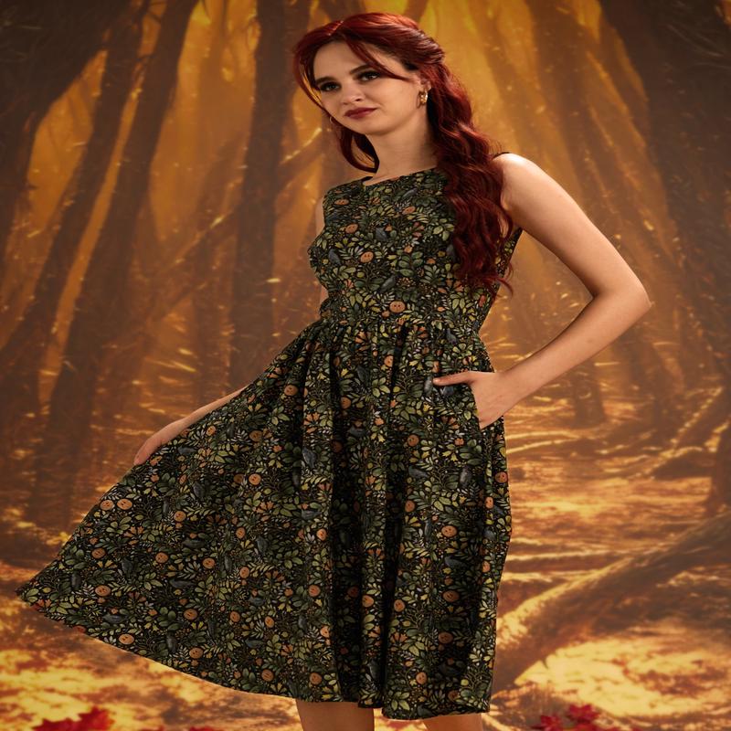 Pumpkin Foliage Midi Dress