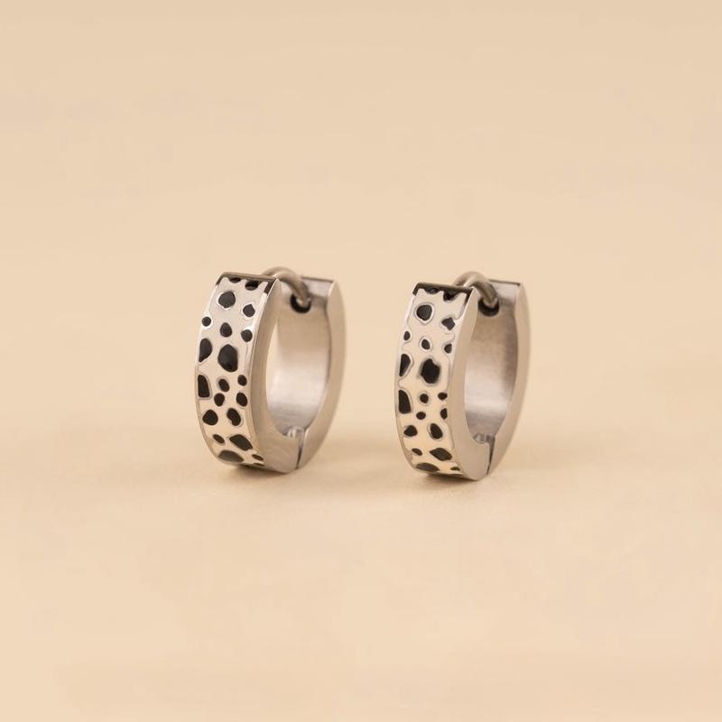 Leopard Chunky Huggie Hoop Earrings