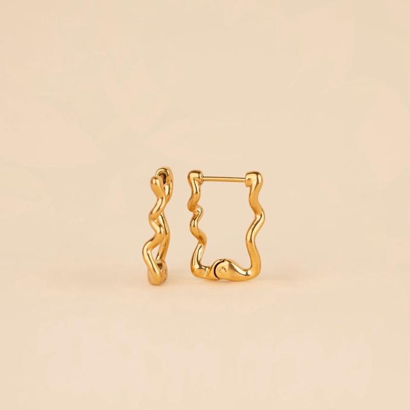 Squiggly Rounded Huggie Hoop Earrings