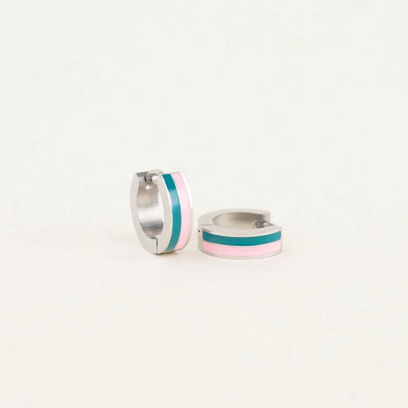 Striped Chunky Huggie Hoop Earrings