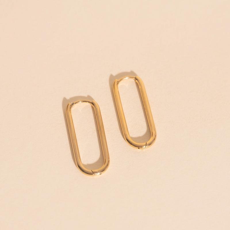 Thinny Rectangle Rounded Huggie Hoop Earrings