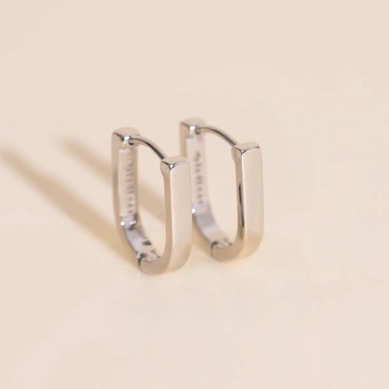 Smooth Stirrup Huggie Hoop Earrings