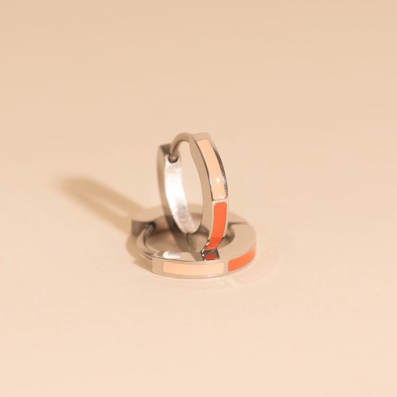 Split Color Huggie Hoop Earrings