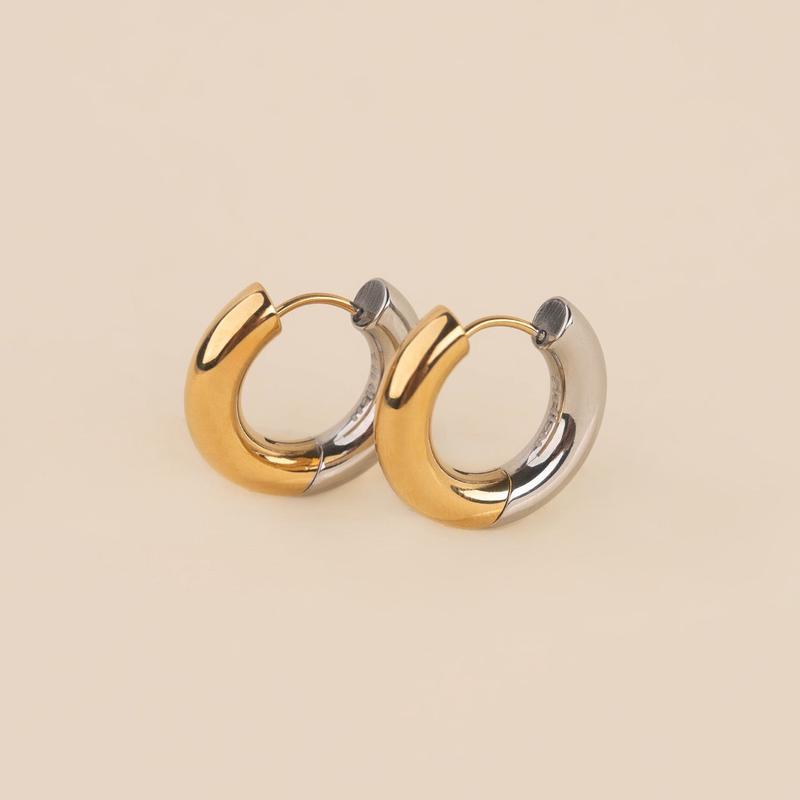 Titanium Chunky Rounded Huggie Hoop Earrings