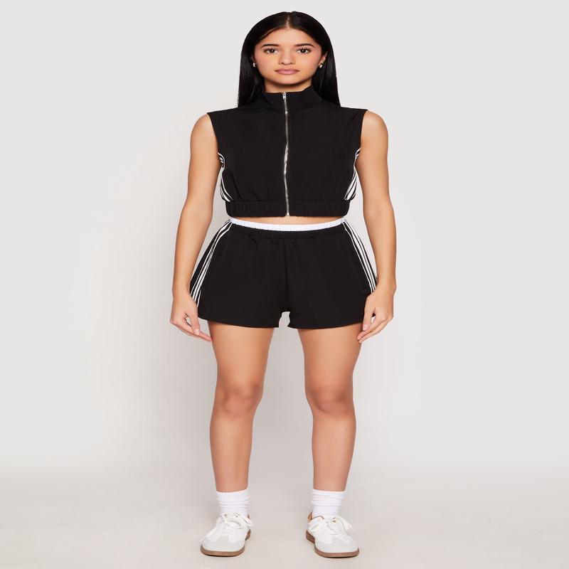 Contrast Waistband Side Stripe Shorts