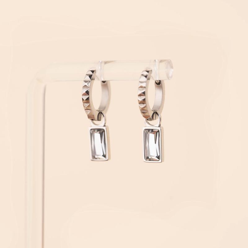 April Birthstone Huggie Hoop Charms