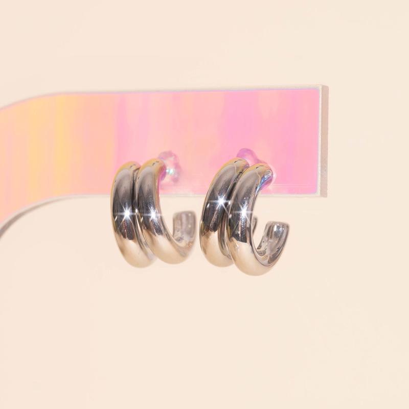 Chunky Crescent Stud Earrings