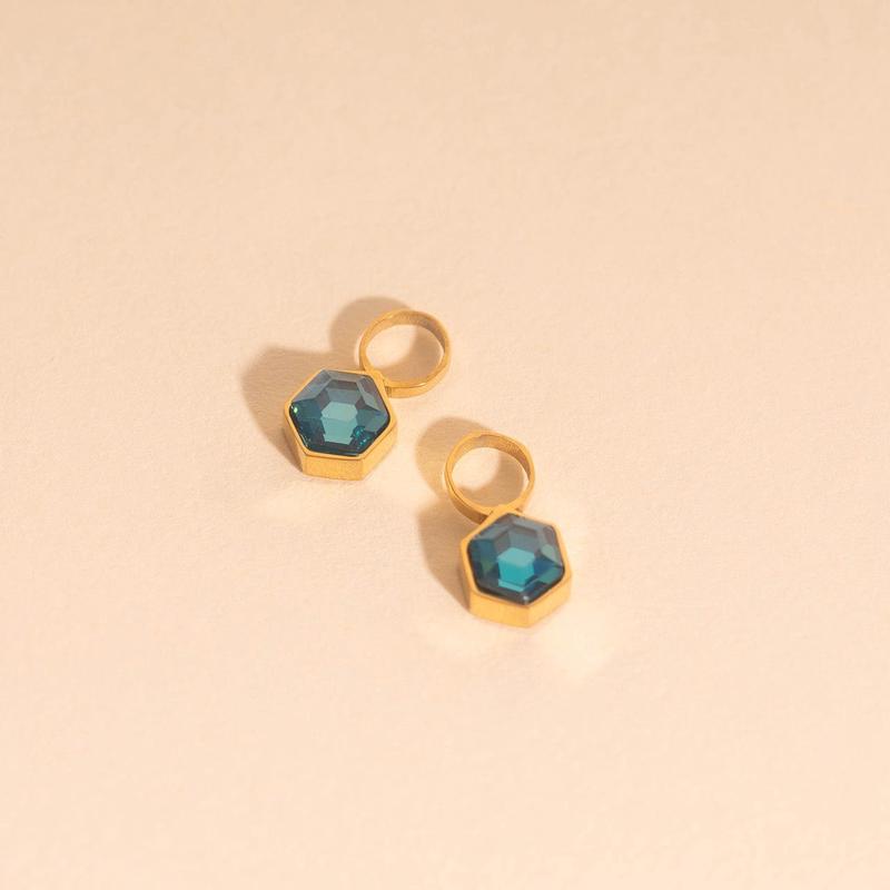 March Birthstone Huggie Hoop Charms