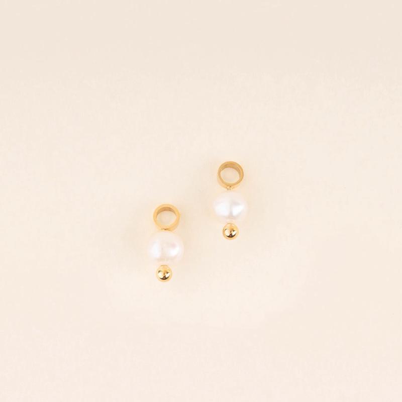 Natural Pearl Huggie Hoop Charms
