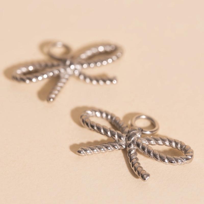 Rope Bow Huggie Hoop Charms