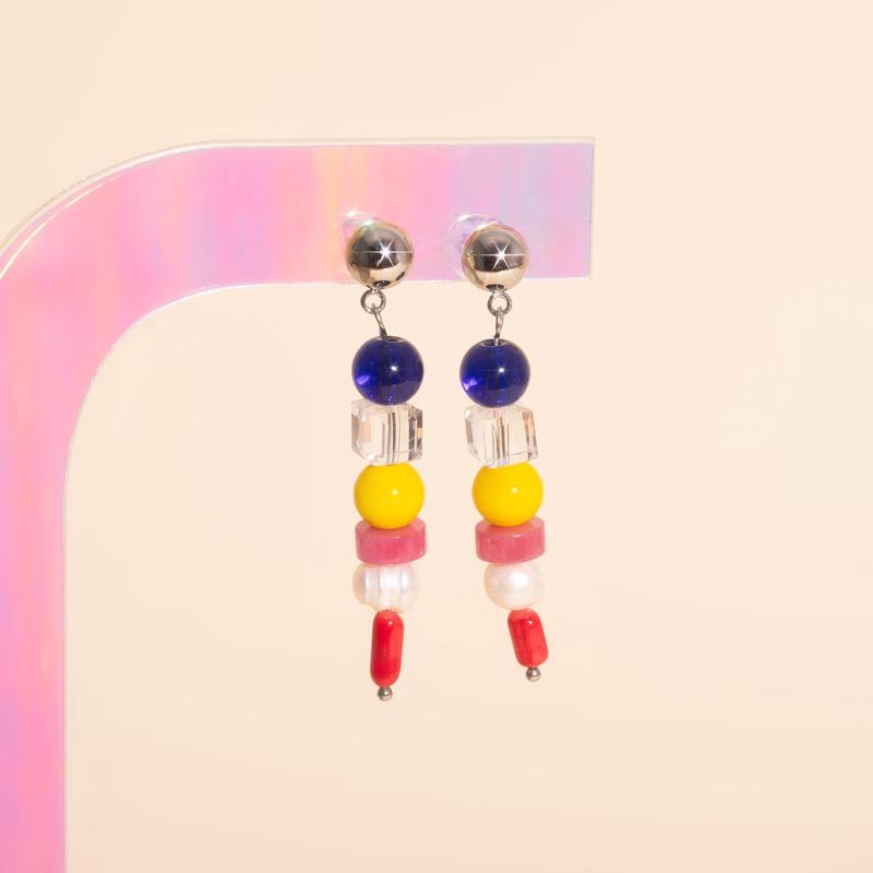 Sea Glass Dangle Stud Earrings