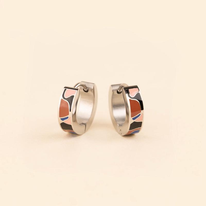 Abstract Chunky Huggie Hoop Earrings