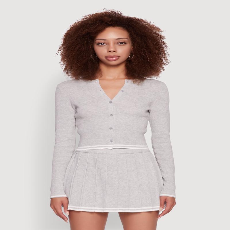 Daisy Button Front Varsity Stripe Cardigan