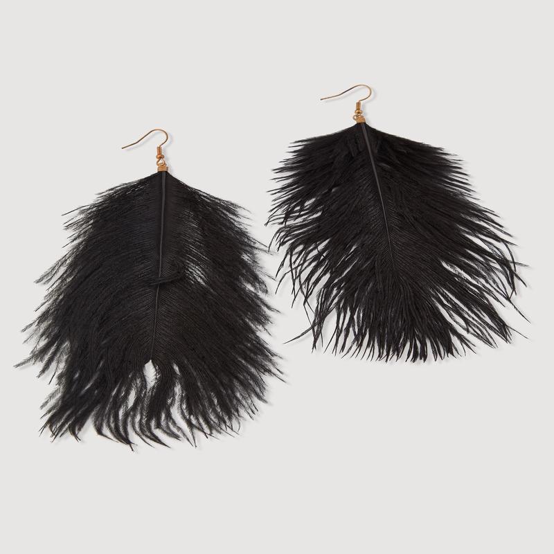 Ostrich Feather Drop Earrings