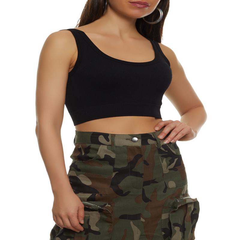 Ribbed Knit Seamless Crop Top