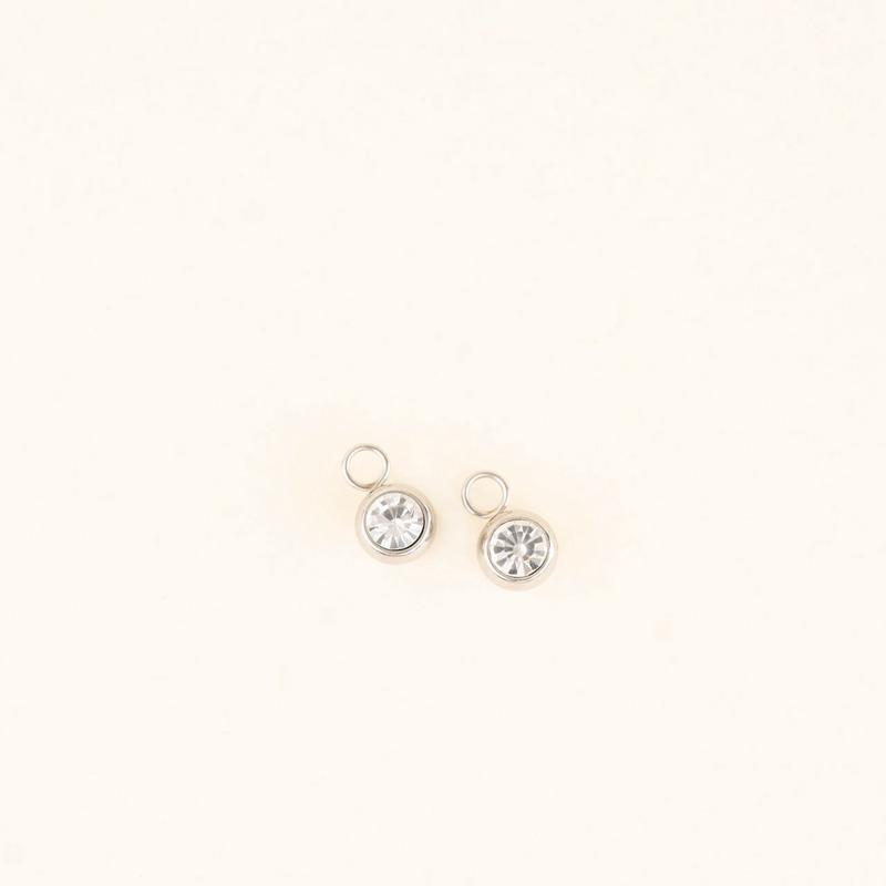 Round Crystal Huggie Hoop Charms