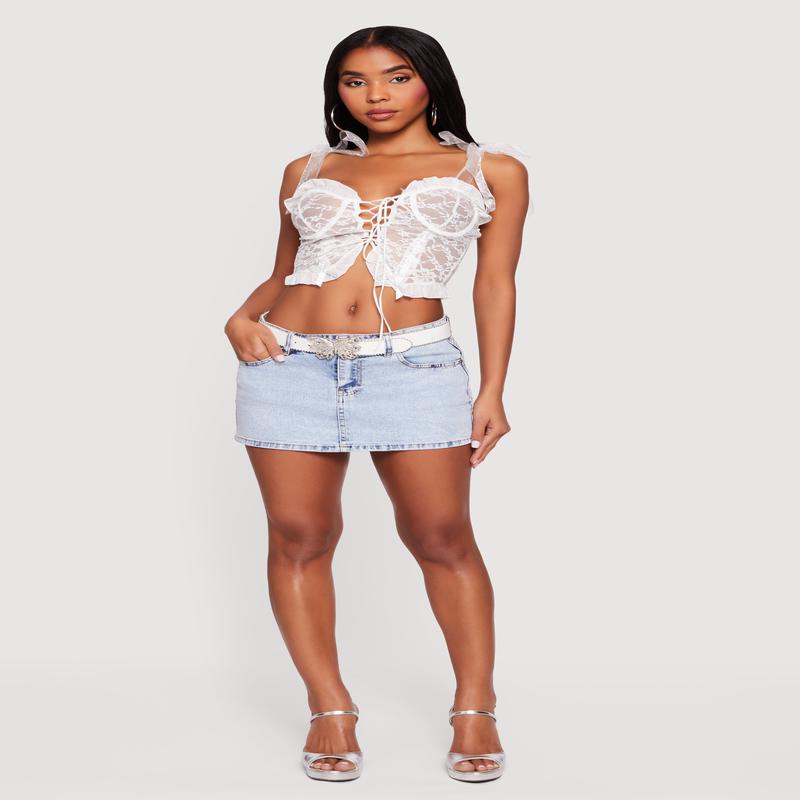 Almost Famous Belted Denim Mini Skirt