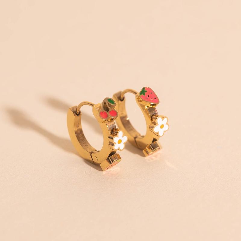 Berry Sweet 3D Huggie Hoop Earrings