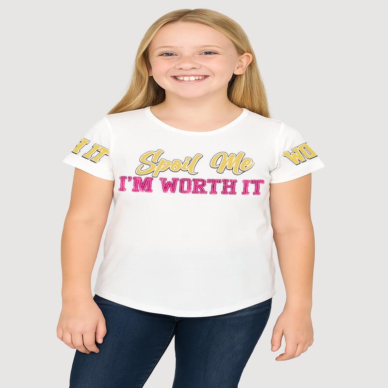 Girls Sequin Spoil Me Im Worth It Graphic Tee