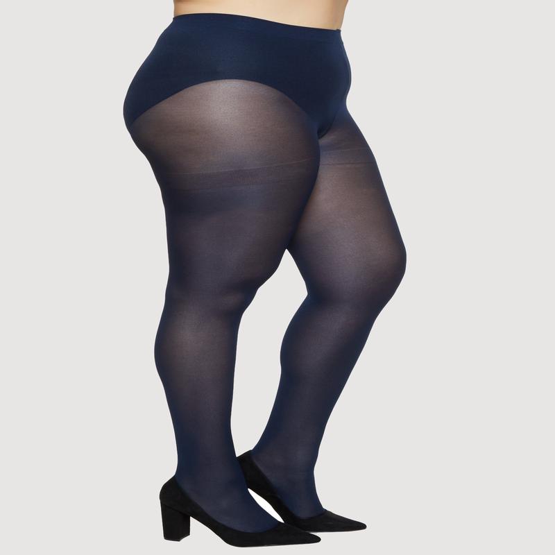 Plus Size Solid Opaque Footed Tights