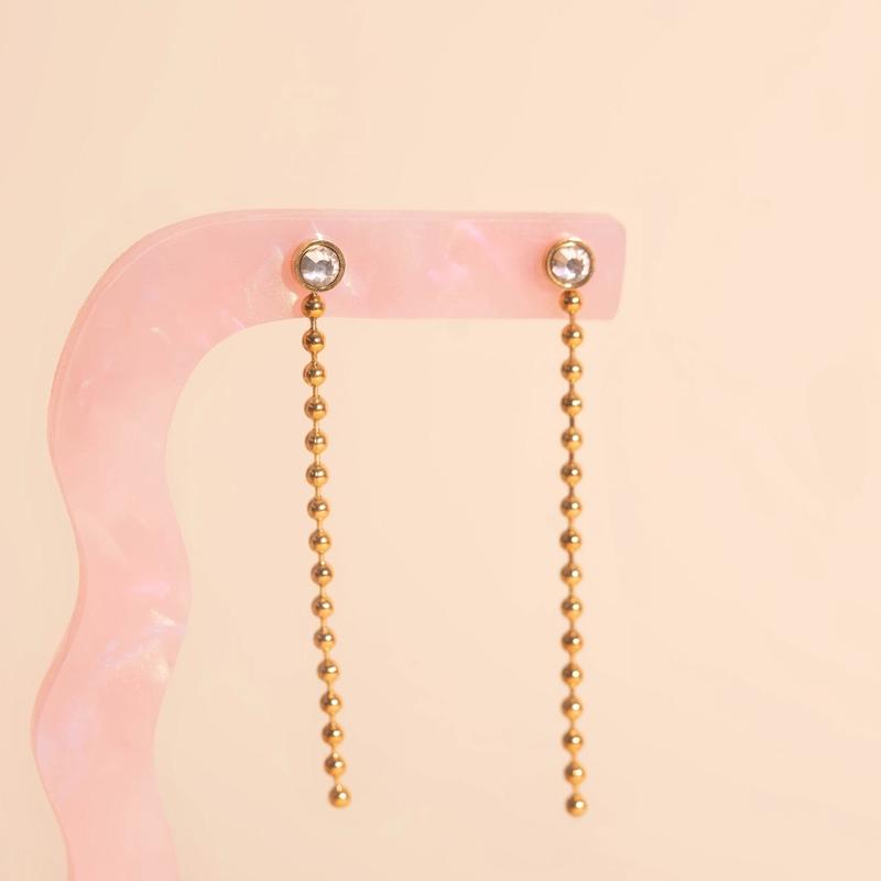 Crystal Bead Chain Stud Earrings