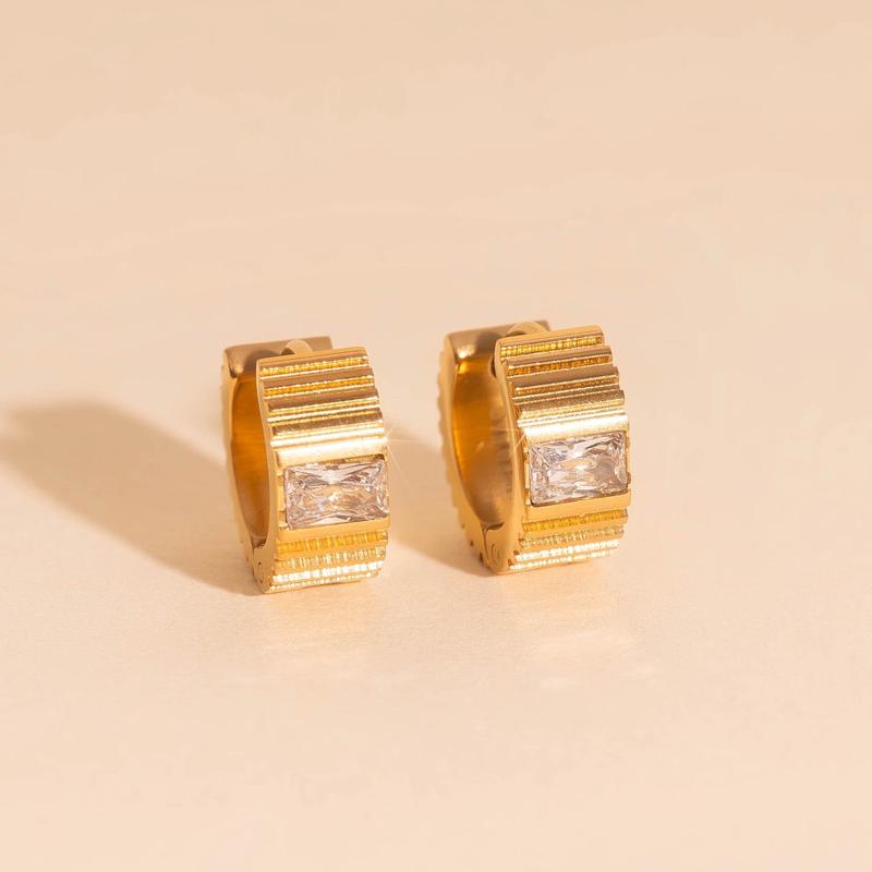 Textured Crystal Super Chunky Huggie Hoop Earrings